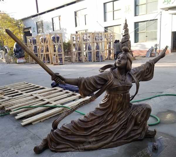 盛唐舞劍第一人——公孫大娘，銅人物雕塑